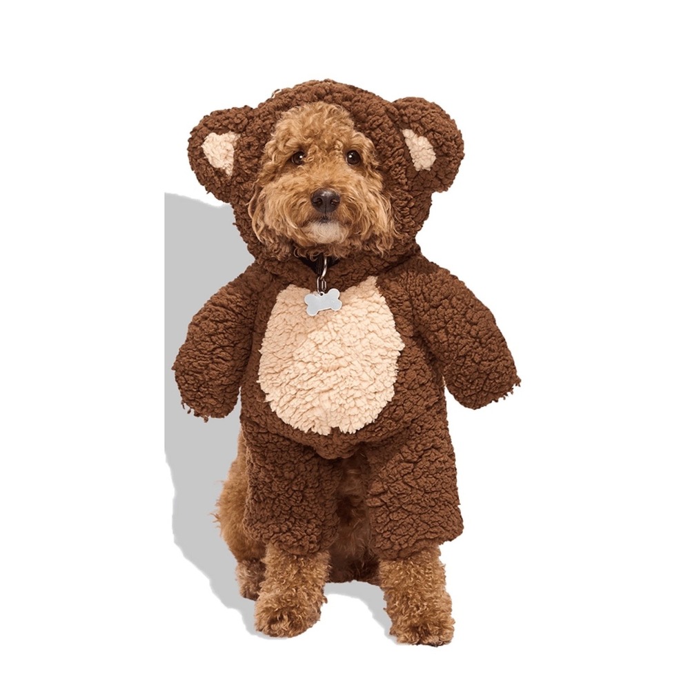 Petco Teddy Bear Dog Costume Brown Sherpa Fleece XL Hooded Halloween Outfit
